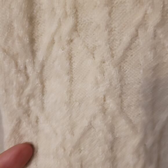 House of Harlow 1960 Chunky Cable Knit Skirt Womens L Cream Color Midi Length - Picture 3 of 11